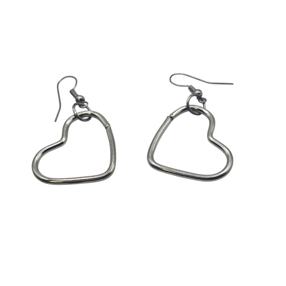Earrings Silver Tone Heart Dangle Hook Drop Fashion Jewelry Gift SKU2411 - Picture 4 of 6